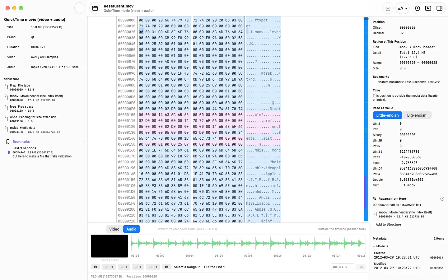 Hextage reparse from here: the start of moov read as a box